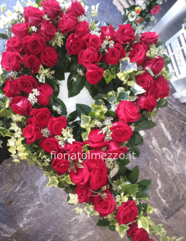 Cuore rose rosse lunghezza 1.20 metri