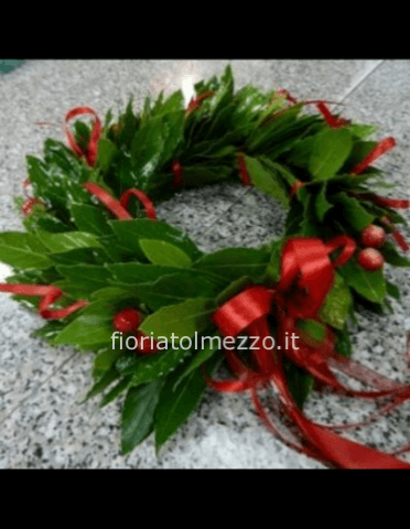 Coroncina di laurea con nastrini Rossi e bacche di iperico