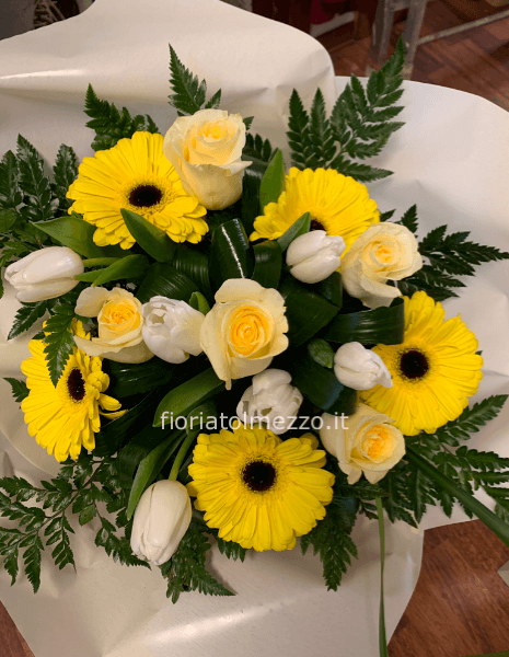 Rose tulipani e gerbere